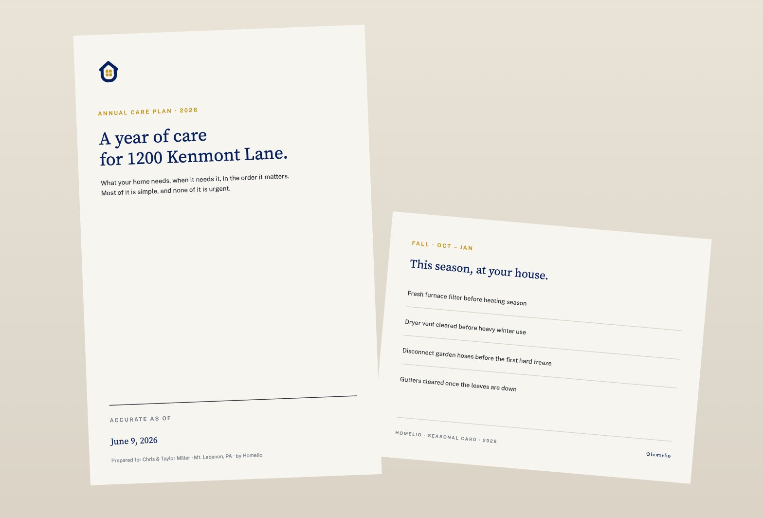 The printed annual plan and a seasonal card